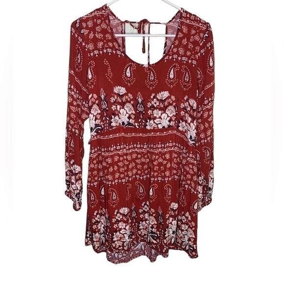 Band of Gypsies Red Long Sleeve Mini Dress Size Medium - Picture 3 of 4
